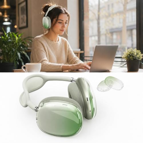 MOLOPPO Soft TPU Case Cover for AirPods Max 2/1, Gradient Green | Soft TPU Skin, Anti-Scratch, Ultra Protective, Compatible with AirPods (2024/2020), Clear Purple, Gradient Green - color: D-Gradient Green