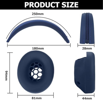 Studio Pro Silicone 2-in-1 Sweat Case Cover Set with Anti-Scratch Ear Pad Covers & Zipper Headband Cover – Compatible with Beats Studio Pro Wireless Headphones（Blue） - color: Blue 2-in-1
