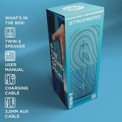 Stromberg Twin 2-in-1 Mini Portable Bluetooth Speaker, 10W (5W per Speaker), 11-Hour Playtime, Magnetic, Sky Blue and Blue - color: B - Blue