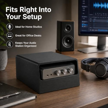 Desktop Stand for Fosi Audio K5 Pro DAC Amplifier – Vertical Space-Saving Holder | Stable Non-Slip Base | Easy Access Cable Management | Home Studio Audio Equipment