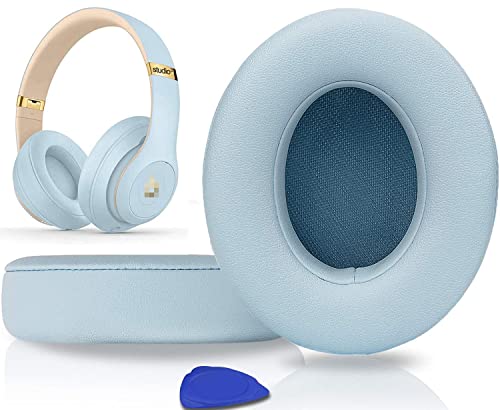 Replacement Ear Pads Cushions for Beats Studio 2 & Studio 3 Wired & Wireless Headphones, Earpads with Soft Protein Leather, Noise Isolation Memory Foam, Added Thickness - Crystal Blue - color: Crystal Blue