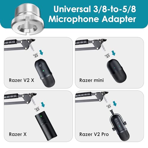 Mic Boom Arm for Razer Seiren V3 Mini Microphone - Adjustable Mic Arm Compatible with Razer Seiren V2 X, Seiren Mini and Seiren X, Mic Stand Great for Streaming, Gaming, Podcast by YOUSHARES - color: 01_Black Razer V2X