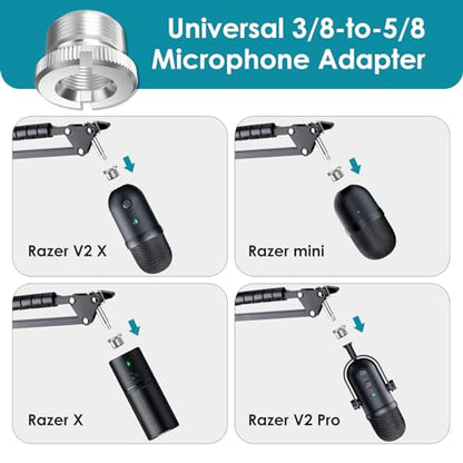 Mic Boom Arm for Razer Seiren V3 Mini Microphone - Adjustable Mic Arm Compatible with Razer Seiren V2 X, Seiren Mini and Seiren X, Mic Stand Great for Streaming, Gaming, Podcast by YOUSHARES - color: 01_Black Razer V2X