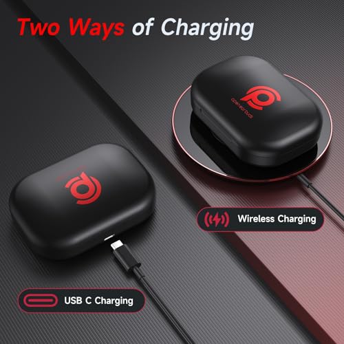 Open Ear Earbuds Bluetooth Headphone Stereo Sound Clear Call Air-Conduction | Wireless Charging Case LED Digital Display Over Ear Hook with Microphone Waterproof Earphones for Sports Running Workout Game