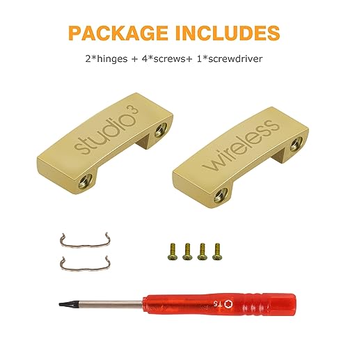 Studio 3 Hinge as Same as the OEM Replacement Parts Accessories Durable Repair Kit Compatible with Beats by Dre Studio3 (A1914) and Studio2 Wired/Wireless, Studio Pro (A2924) Headphones (Gold) - color: Gold