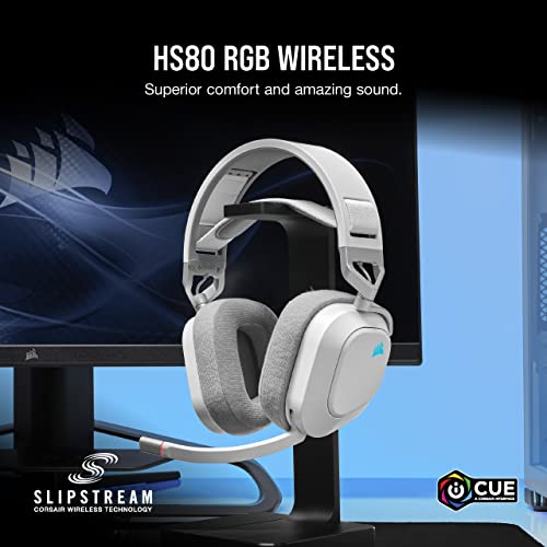 Corsair HS80 RGB Wireless PC PS5 PS4 Mac Gaming Headset – White - color: White