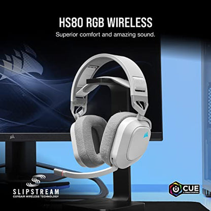 Corsair HS80 RGB Wireless PC PS5 PS4 Mac Gaming Headset – White - color: White