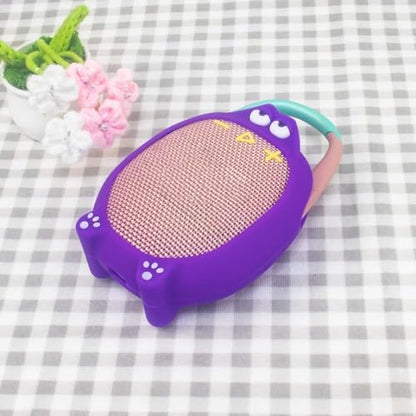Soft Silicone Case for JBL CLIP5 Bluetooth Speaker Protective Cover Anti-Slip and Anti-Fall Fun Design with Paw Prints & Eyes Solid-Color Protector Sleeve (Purple) - color: Purple