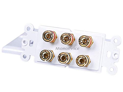 Monoprice 103538 Banana Binding Post Two-Piece Inset Wall Plate for 3 Speakers, Single PCS - size: 3 Speaker, style: 2-Piece