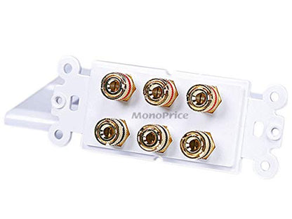 Monoprice 103538 Banana Binding Post Two-Piece Inset Wall Plate for 3 Speakers, Single PCS - size: 3 Speaker, style: 2-Piece