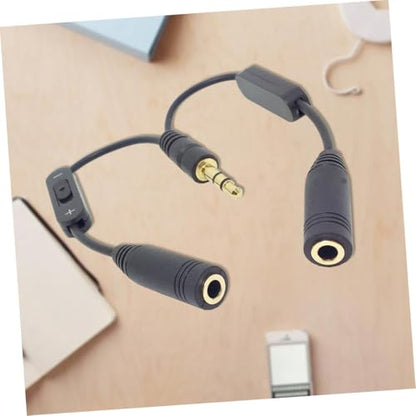 Black Headphone to Adapter Splitter 3.5mm Male Female 2 Mic