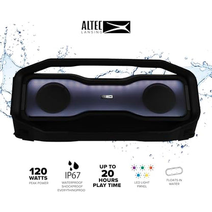 Altec Lansing - Portable Bluetooth Speaker, Waterproof IP67 - color: Black