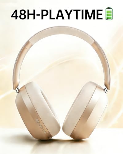 Wentronic Y05 Wireless Bluetooth Headphone, Noise Cancelling, Starlight | Wireless Over-Ear Headphones, Hi-Res Audio, 48H Playtime, Built-in Mic, Comfort & Connectivity, Works with iOS, Android & PC - color: Starlight