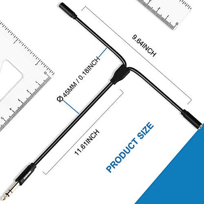 HOSONGIN 1/4 inch TRS to Dual 3.5mm Female Y Cable, 1.5ft, Black Copper Wire & Gold Plated Connectors, Compatible with Headphones - style: 1/4" TRSM to Dual 1/8" TRSF
