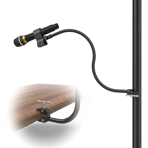 Kereal Microphone Stand Arm Gooseneck 22” Extender Mic Clip With 1/4" to 3/8" Adapter Mount & Metal Crab Clamp,Mic Holder For Podium,Kick Drum,Compatible with Fifine,Shure,Blue,Snowball,AT2020,Razer - size: mic holder with 22" gooseneck