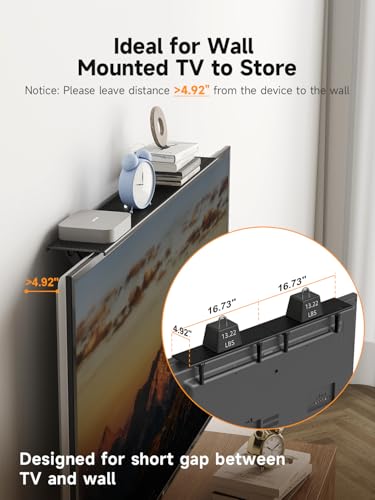 Bracwiser No Drill TV Top Shelf, 16.7 inch Wide Adjustable Monitor Top Mounting Bracket Platform Holds Soundbar, Speaker, AV Receiver, Media Box, Game Console, Router Shelves, 2 Packs (CS106XM-2)