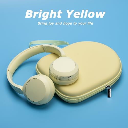 Ginsco Case Compatible with Sony WH-CH520 Wireless Headphones Bluetooth On-Ear Headset with Microphone, with JBL Tune 510BT/520BT/500BT Ultra-Slim Hard Shell Case for On Ear Headphones (Butter Yellow) - color: Butter Yellow