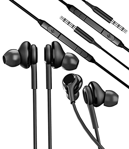 Wired 3.5mm Earbud with Microphone Headset Computer Jack PC Laptop in Ear Headphone Phone Gaming Video Game Headset (2pack) Compatible for Samsung Galaxy for pad Kid for School Chromebook Auriculare