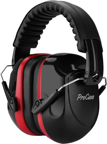ProCase NRR 28dB Noise Reduction Ear Muffs, Foldable Adjustable Noise Cancelling Headphones - color: 1 - 1 Red