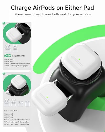 Magnetic Wireless Charging Station, Charger Stand for iPhone Apple Watch | 2026 2 in 1 Foldable Charger Stand 15W for iPhone 17 16 15 14 13 12 Pro Max, 5W for Apple Watch&Airpods, 30W Adapter included - color: Black