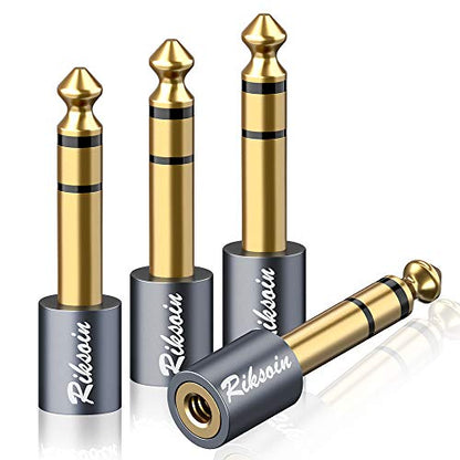 Headphone Adapter, 4-Pack 6.35mm (1/4 Inch) Male to 3.5mm (1/8 Inch) Female Stereo Audio Adapter [Gold Plated, Hi-Fi Sound] for Amp Adapter, Guitar, Digital Piano, Microphones, Speaker - size: 6.35mm to 3.5mm 4-pack