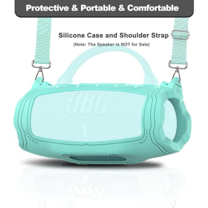 JCHPINE Silicone Cover and Carrying Case for JBL Charge 6 Bluetooth Speaker | Accessories for JBL Charge 6 AI Sound Bluetooth Speaker Protective Cases with Shoulder Strap (Teal) - color: Teal