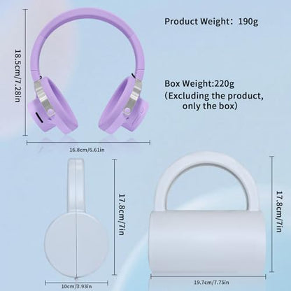 Open-Ear Headphones, 20+ Hour Playtime, Immersive Sound, Wireless Bluetooth Headphones for School, Work, Travel&Daily Use,Purple - color: Purple