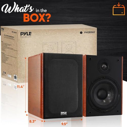 Pyle 6.5" Home Audio Speakers, 2-Way Passive Bookshelf, 240W Max Power, 1" Silk Dome Tweeter, Composite Woofer, Gold Plated 5 Way Binding Post, Rubber Surrounds, Beautiful Wood Grain Finish - Pair - color: Natural, size: 6 inch
