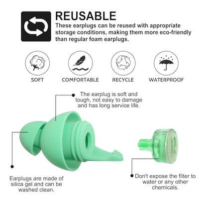 LYSIAN High Fidelity Concert Ear Plugs, 23dB, 2 Pairs with Case, Aqua | Reusable soft musician earplugs for concerts, festivals & raves; 23dB noise reduction, 2 pairs with aluminum case - color: Aqua
