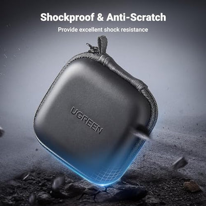 UGREEN Earbud Case, Waterproof Earphone Case Pouch Compatible with AirPods Pro Headphone Case Holder with Stainless Steel Carabiner, for Headphones, Earbuds, SD Memory Card, Camera Chips, Black - color: Black