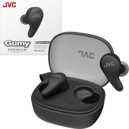 JVC Gumy Premium True Wireless Earbuds Noise Cancelling, Bluetooth 5.4 Headphones 26H Battery, ANC Ambient Mode, Gaming Low Latency, USB-C Case - color: Black