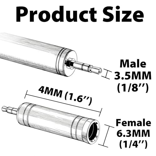 2-Pack 3.5mm to 1/4 Adapter | 1/8 Male to 1/4 Female Headphone Jack Adapter, Microphone Converter for Amp, Guitar, Piano, Mixing Console, Stereo, Laptop - style: 2 pair 3.5mm