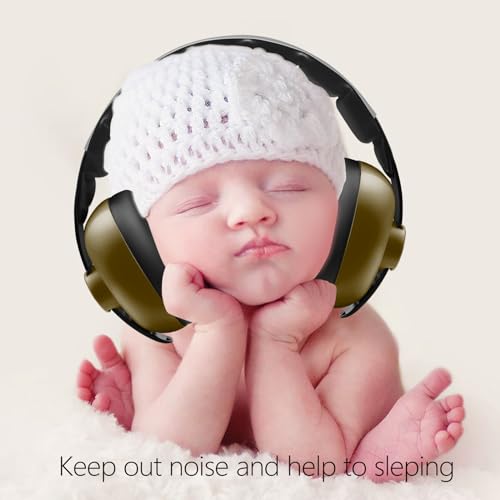 BBTKCARE Baby Headphones - Infant Ear Protection for Babies | Baby Earmuffs Noise Cancelling Headphones 3-36 Months - Army Green - color: Army Green