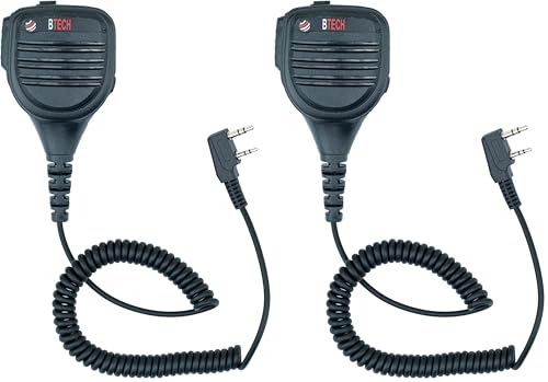 BTECH QHM22D Dual Push-to-Talk (PTT) Speaker Mic, Platinum Series IP54 Rainproof Shoulder Mic for BaoFeng, BTECH, Kenwood Radios (Pack of 2) - size: Single (Pack of 2), style: QHM22D Dual PTT Speaker Mic