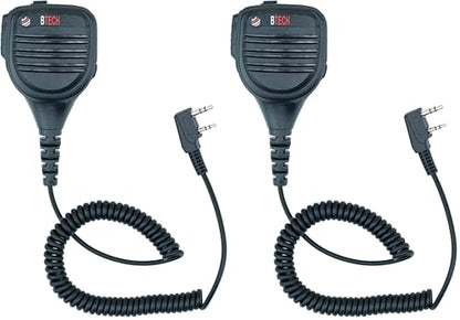 BTECH QHM22D Dual Push-to-Talk (PTT) Speaker Mic, Platinum Series IP54 Rainproof Shoulder Mic for BaoFeng, BTECH, Kenwood Radios (Pack of 2) - size: Single (Pack of 2), style: QHM22D Dual PTT Speaker Mic