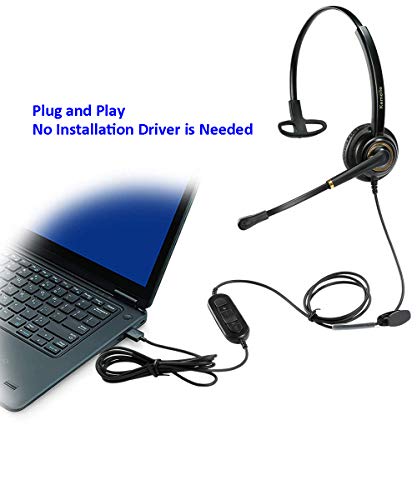 USB Headset with Microphone Noise Cancelling for PC, Computer Laptop Headphone with Mic In-Line Control for Office Softphones Teams Business Skype Zoom Conference Calls Online Course Voice Recognition - color: Multi-Purpose USB Headset Mono KML02USB