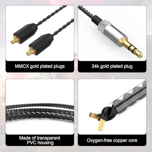 SE535 Replacement Cable Compatible with Shure SE215, SE215 Pro, SE315, SE425, SE425 Pro, SE535, SE846, AONIC 3, AONIC 4, AONIC 5 Earphones, for Linsoul 7HZ Timeless, TIN HiFi T4/T3/T2 Pro/P1 Earbuds