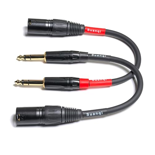 1/4 Inch TRS to XLR Male 6.35mm Balanced Signal Interconnect Microphone Cable Quarter inch to 3pin XLR Patch Cable 2Pack 8 inches - size: 6in