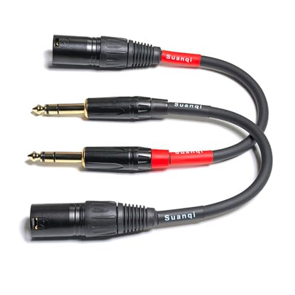 1/4 Inch TRS to XLR Male 6.35mm Balanced Signal Interconnect Microphone Cable Quarter inch to 3pin XLR Patch Cable 2Pack 8 inches - size: 6in