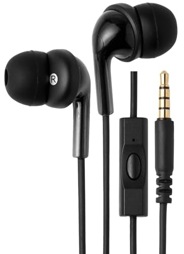 Amazon Basics Wired Earbuds with Microphone, In-Ear Headphones, 3.5mm Jack, High Definition Sound, Secure Fit, 4.2 ft Cable, S/M/L Ear Tips, Black - style: 3.5mm Aux