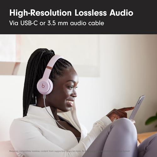 Beats Solo 4 - Wireless On-Ear Bluetooth Headphones, Up to 50-Hour Battery Life, Ultra-Lightweight Comfort, Powerful and Balanced Sound, Apple & Android Compatible - Cloud Pink - color: Cloud Pink, style: Standalone
