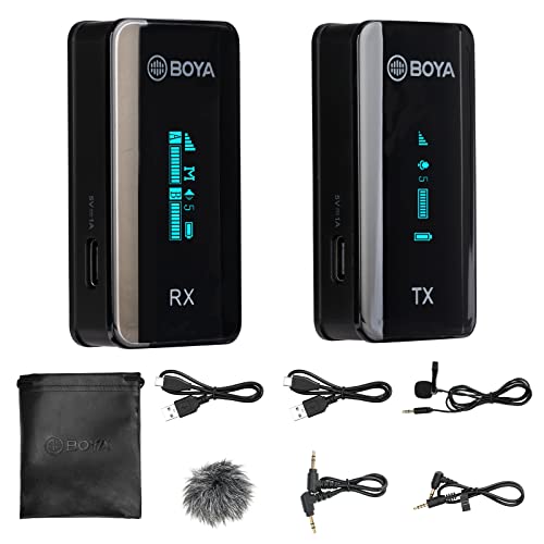 BOYA by-XM6 Wireless Lavalier Microphone, 328ft Range, 2.4GHz Wireless Microphone for Camera Phone Video Recording Facebook Live YouTube, Tiktok, Vlogging, Interview Podcast - size: 3.5mm Jack(RX+TX)