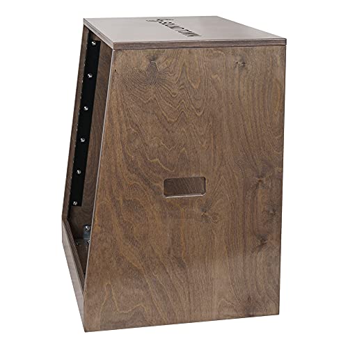 Sound Town DIY Solid Baltic Birch Plywood Slanted 12U Studio Rack, Weathered Brown, Rubber Feet, Casters (SDRK-12TB) - size: 12U,Weathered Brown