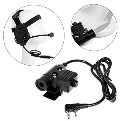 AngelReally U94 PTT Military Adapter Mobile 2 Pin 7.0mm Plug Push to Talk for Kenwood/Baofeng Radio
