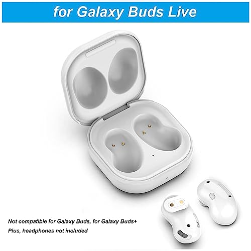 Replacement Earbuds Charging Case Fast USB-C Charging for Samsung Buds Live SM-R180, White with LED Indicator, 600mAh Portable Charger
