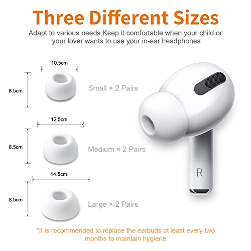 6 Pairs Replacement Ear Tips for AirPods Pro/AirPods Pro 2 Silicone