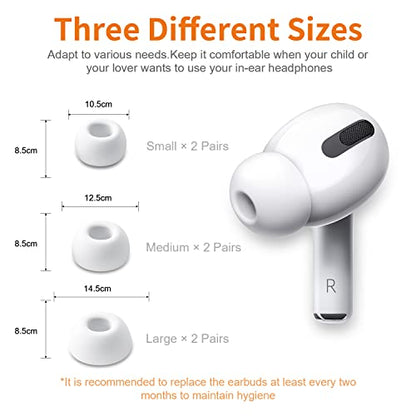 6 Pairs Replacement Ear Tips for AirPods Pro/AirPods Pro 2 Silicone