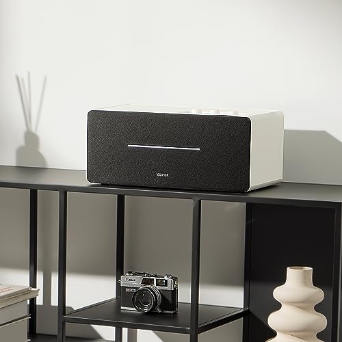 Edifier D12 Integrated Desktop Computer Speakers with Bluetooth 5.0, Wireless Stereo Tabletop Speaker 70 Watts RMS with Subwoofer Line Out, RCA, Aux Input for PC Monitor Laptop (White) - color: white