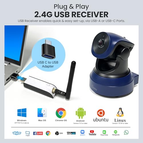 Gsou Wireless Webcam for PC/Wireless Streaming Camera, 1080P HD Webcams/USB Plug and Play Webcam for Zoom Meeting,Skype,OBS(with Mini Tripod Stand), Adjustable Computer Camera for Mac/Laptop/MacBook - color: Wireless webcam+Mini Tripod
