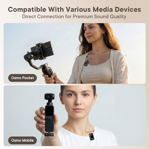 2-in-1 Mini Microphone for iPhone: Wireless Lavalier Microphones for iOS/Plug-Play Mini Mic with Noise Reduction, Lapel Microphone Plug-Play for Interview Video Podcast Vlog YouTube TikTok (F37)